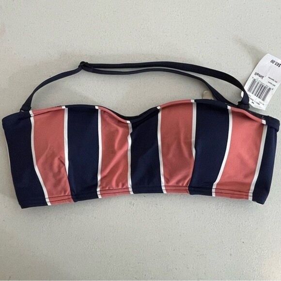 Mei L’ange Women's Micah Striped Blue Pink Bandeau Bikini Top Size Small New - Picture 3 of 12
